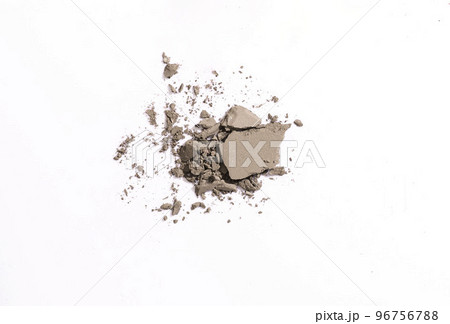 Nude eye shadow, powder isolated on white background. Texture of crumbled and crushed cosmetics 96756788