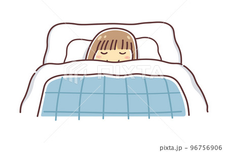 布団で眠る若い女性のイラスト 96756906