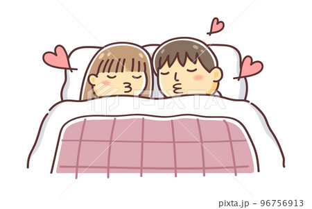 同じ布団で寝るラブラブな男女のイラスト(カップル・夫婦・同棲) 同じ布団で寝るラブラブな男女のイラスト(カップル・夫婦・同棲) 96756913