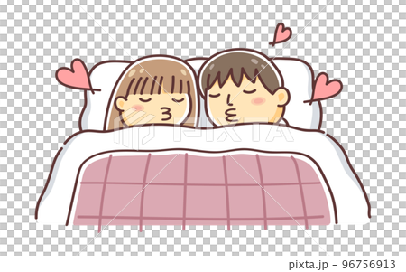 同じ布団で寝るラブラブな男女のイラスト(カップル・夫婦・同棲) 同じ布団で寝るラブラブな男女のイラスト(カップル・夫婦・同棲) 96756913