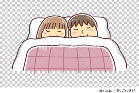 同じ布団で寝ている男女のイラスト(カップル・夫婦・同棲) 同じ布団で寝ている男女のイラスト(カップル・夫婦・同棲) 96756914