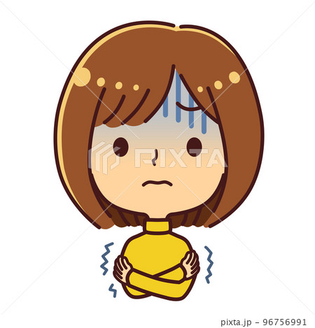 寒がるタートルネックの女性　イラスト素材 96756991