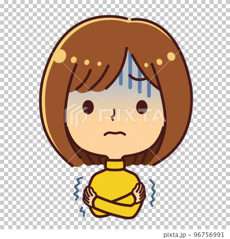 A woman in a turtleneck who gets cold illustration material 96756991