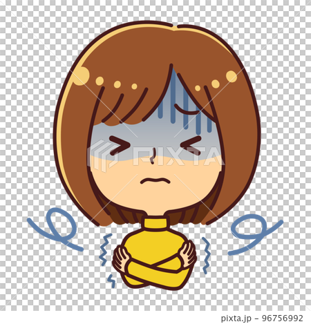 A woman in a turtleneck who gets cold illustration material 96756992