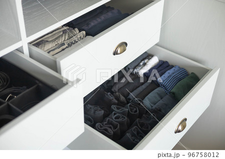 Neatly folded underwear and socks male cupboard Japanese method clothes storage organization Neatly folded underwear and socks male cupboard Japanese method clothes storage organization 96758012