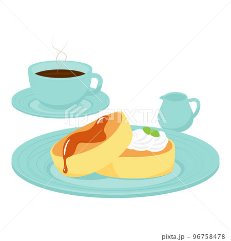 パンケーキとコーヒーのイラスト 96758478