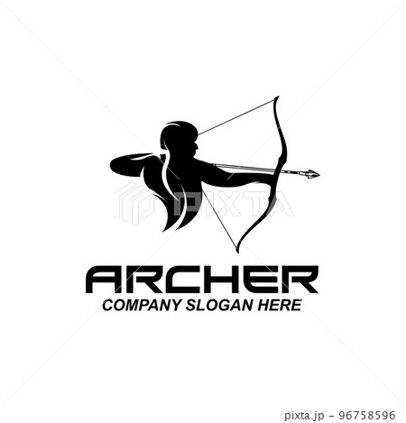 archer fighter logo design, arrow direction target, royal protector vector illustration 96758596