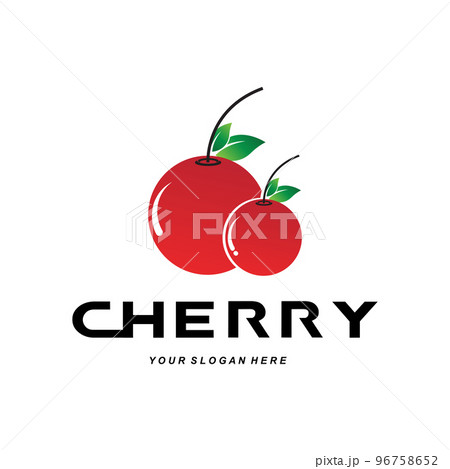 Cherry Fruit logo, Red Colored plant vector illustration, Fruit Shop Design, Company, Sticker, Product Brand 96758652