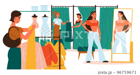 Fitting Room Flat Illustration 96759671