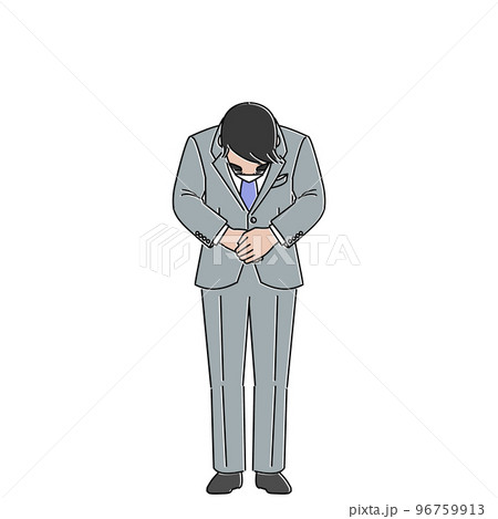 お辞儀をするスーツを着た男性　マスクあり 96759913