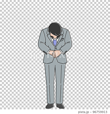A man in a suit bowing with a mask 96759913