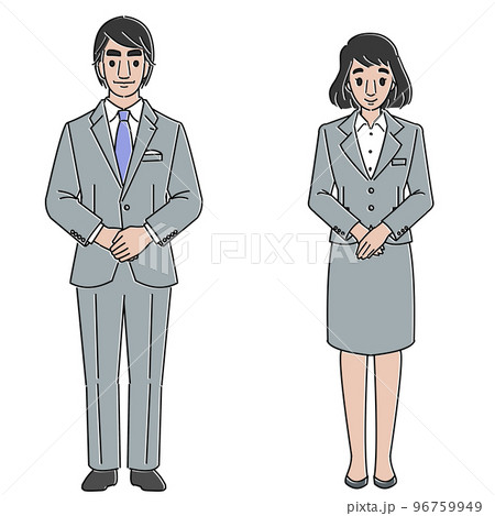 微笑むスーツを着た男女 96759949