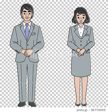 微笑むスーツを着た男女 96759949