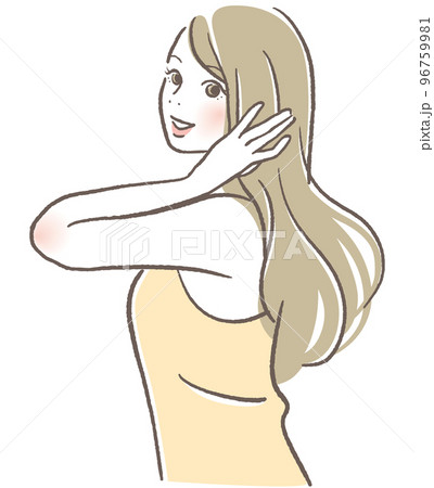 ほほえみながら髪を触る女性 ほほえみながら髪を触る女性 96759981