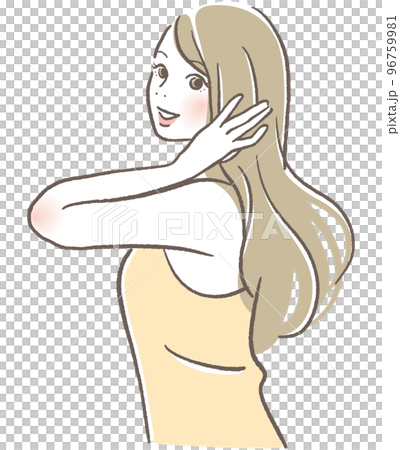 ほほえみながら髪を触る女性 ほほえみながら髪を触る女性 96759981