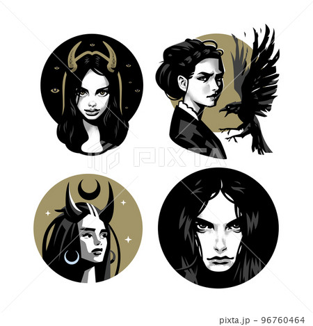ollection of womens portraits. Woman in different forms. Vector illustration. ollection of womens portraits. Woman in different forms. Vector illustration. 96760464