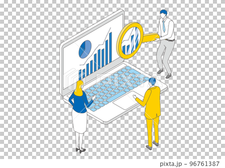 アイソメトリック_シンプル_マーケティンクをイメージしたアイソメトリックイラスト 96761387