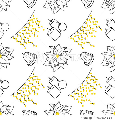vector contur seamless pattern Christmas decorations 96762334