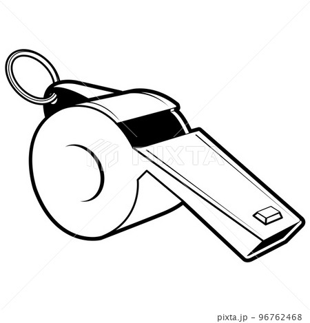 Metal coach whistle, referee sport whistle isolated on white, vector Metal coach whistle, referee sport whistle isolated on white, vector 96762468