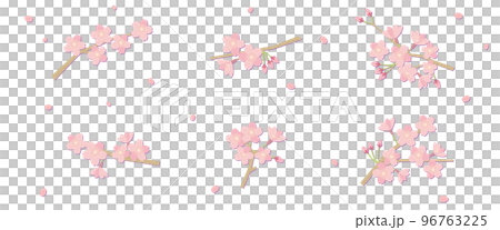 桜のカットイラスト素材セット（影付き） 96763225
