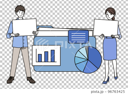 Men and women collecting information Men and women collecting information 96763425