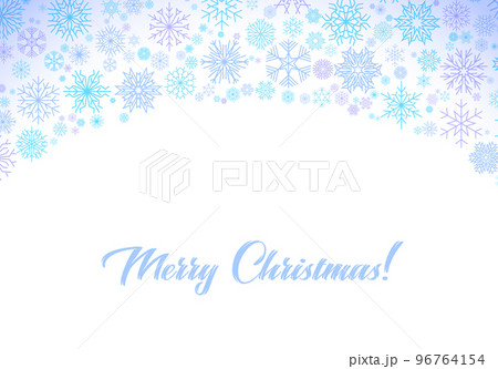 Christmas card with frame of blue and violet snowflakes with Merry Christmas holiday greeting. Christmas card with frame of blue and violet snowflakes with Merry Christmas holiday greeting. 96764154