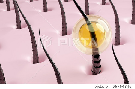 3d restore and nourish hair, scalp with shampoo, serum, treatment hair care, bubbles, oil liquid drop background. 3d render illustration 3d restore and nourish hair, scalp with shampoo, serum, treatment hair care, bubbles, oil liquid drop background. 3d render illustration 96764846