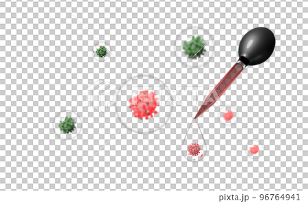 molecule virus in liquid with glass dropper, 3d render illustration molecule virus in liquid with glass dropper, 3d render illustration 96764941
