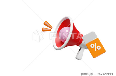 3d hand speaker, megaphone with discount sales isolated. price tags coupon, announce promotion news for social media networks, online marketing shopping concept, 3d render 3d hand speaker, megaphone with discount sales isolated. price tags coupon, announce promotion news for social media networks, online marketing shopping concept, 3d render 96764944