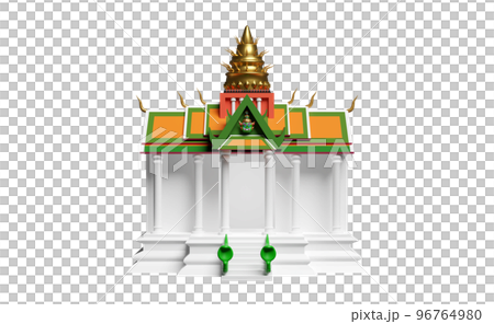3d thai temple, castle with giant head and snake isolated. 3d render illustration 96764980