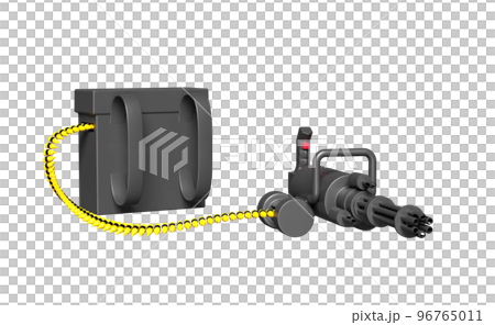 3d minigun system rotary or machine gun weapon automatic isolated. 3d render illustration 96765011