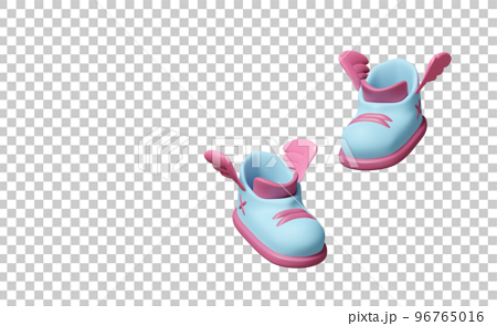 3d blue sneakers with wing isolated. cute shoes concept, 3d render illustration 96765016