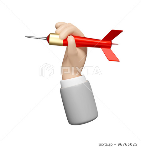 3d businessman hands holding darts or red arrow isolated. business goal concept, 3d render illustration 96765025