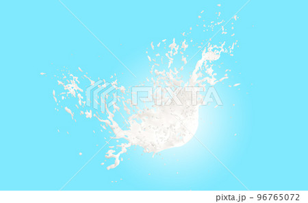 3d milk or yogurt ripple splash isolated on blue background. 3d render illustration 3d milk or yogurt ripple splash isolated on blue background. 3d render illustration 96765072