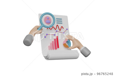 3d clipboard checklist with hand hold magnifying, personal data, charts, graph analysis business financial data isolated. business strategy, 3d render illustration 3d clipboard checklist with hand hold magnifying, personal data, charts, graph analysis business financial data isolated. business strategy, 3d render illustration 96765248