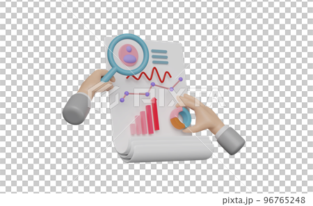 3d clipboard checklist with hand hold magnifying, personal data, charts, graph analysis business financial data isolated. business strategy, 3d render illustration 3d clipboard checklist with hand hold magnifying, personal data, charts, graph analysis business financial data isolated. business strategy, 3d render illustration 96765248