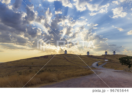 windmills in Alcazar de San Juan, Castile la Mancha, Spain 96765644
