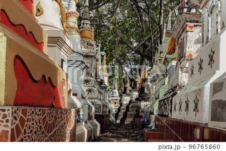 Chedi containing for the bone ashes of deceased Buddhists or Members of the thailand people family. Human ash bone pagoda group. Chedi containing for the bone ashes of deceased Buddhists or Members of the thailand people family. Human ash bone pagoda group. 96765860