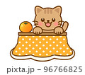 炬燵に入るかわいい茶トラ猫のイラスト素材 96766825