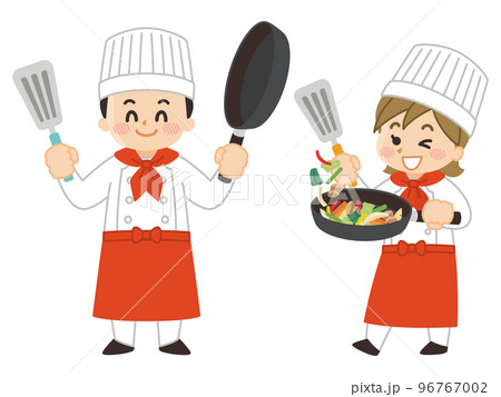 調理をする料理人の男女 96767002
