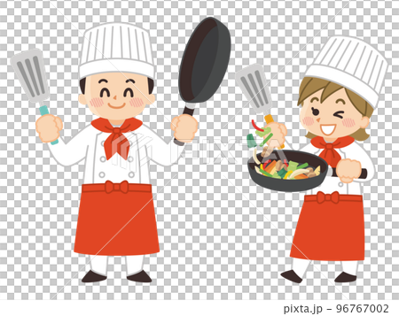 調理をする料理人の男女 96767002