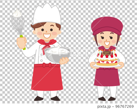 Patissier man and woman Strawberry cake cake shop 96767269