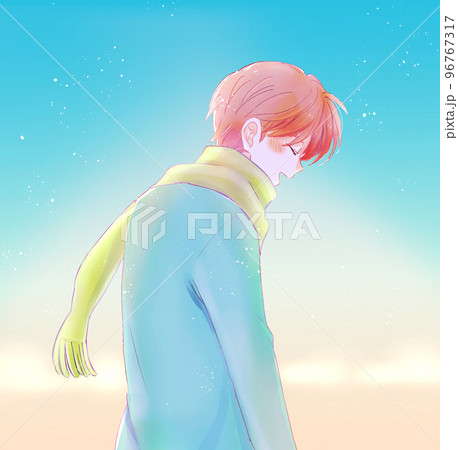 冬の幸せそうな男性　朝 96767317