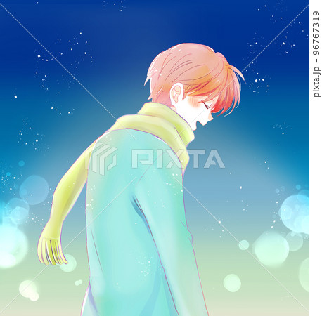 冬の幸せそうな男性　夜 96767319