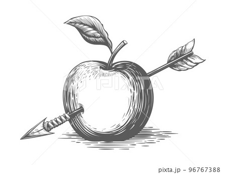 Apple with arrow engravingのイラスト素材 [96767388] - PIXTA