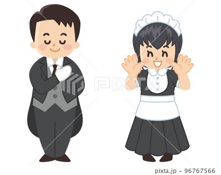 執事の男性とメイドの女性 96767566