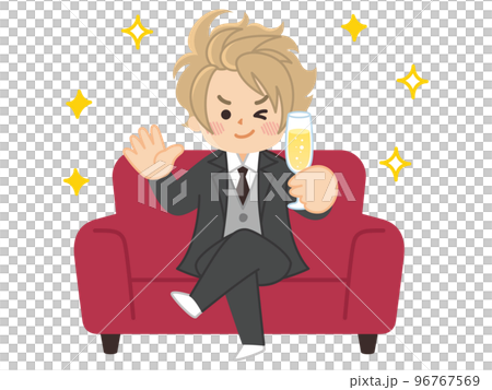 ソファーに座ってシャンパンを持つホストの男性 96767569