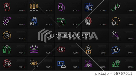 Set of 5g internet, Pillow and Fingerprint line icons. Include Dirty t-shirt, Photo cloud, Equity icons. Chemistry pipette, Business vision, Engineering team web elements. Nurse. Vector 96767613