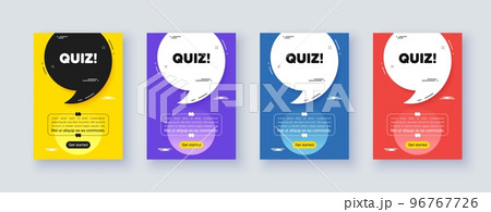 Poster frame with quote, comma. Quiz tag. Answer question sign. Examination test symbol. Quotation offer bubble. Quiz message. Vector 96767726