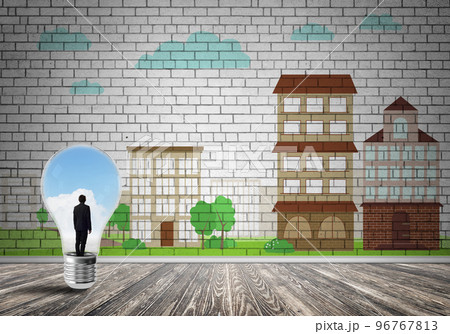 Businessman trapped in bulb 96767813